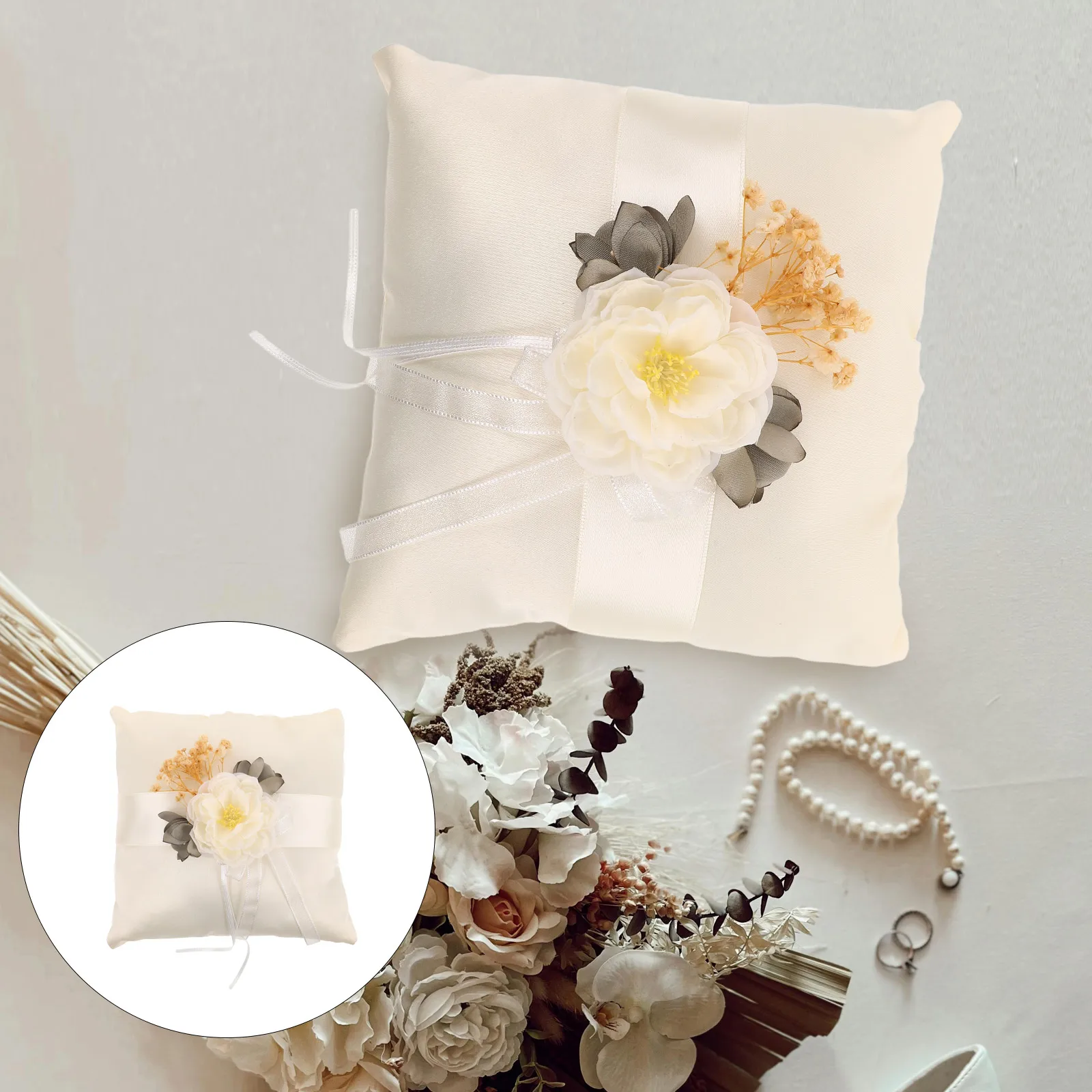 

Wedding Ring Pillow Cushion Holder for Ceremony Cloth Bearers Bride Accessories Day