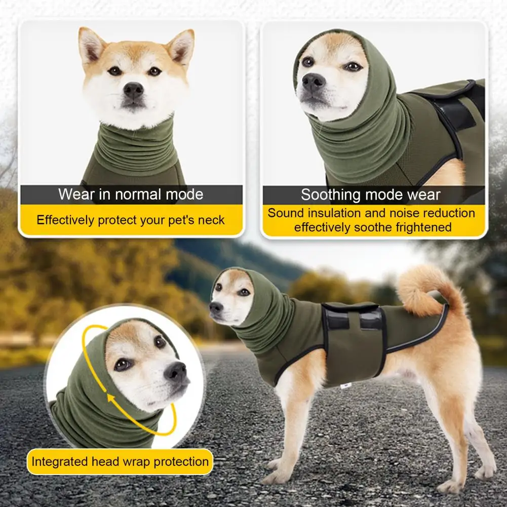 Sudadera reflectante con capucha para perros, chaleco reflectante para la ansiedad del perro para perros pequeños y medianos, camisa relajante ajustable con transpirable para el estrés