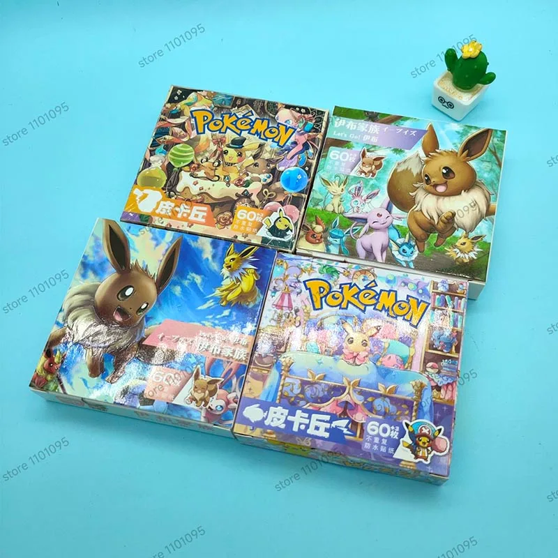 60 Stks/doos Kawaii Pokemon Pvc Stickers Cartoon Briefpapier Scrapbooking Diy Dagboek Decoratieve Sticker Album Stick Label Kids Cadeau