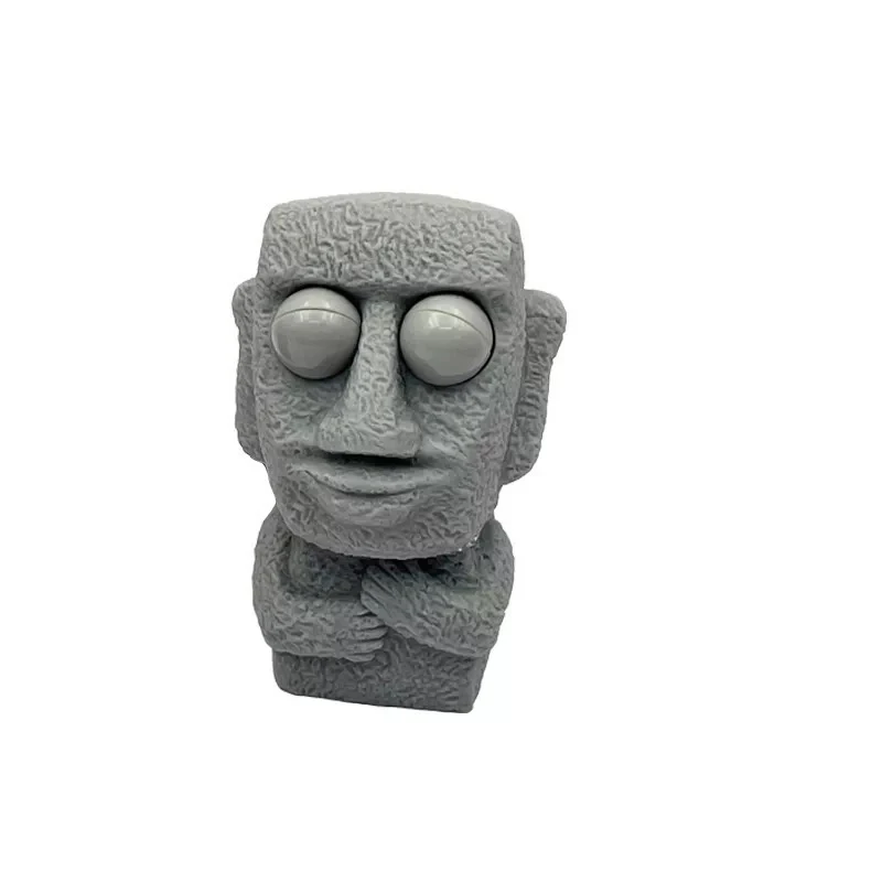 1PC Langzaam Rebounds Moai Standbeeld Squeeze Ogen Geïnteresseerd Uitdrukking Ontspant Stress kinderen Gift Stone Man Releases Stress speelgoed