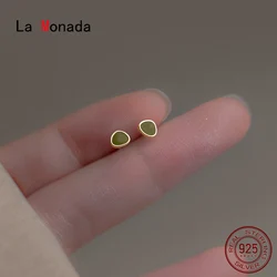 La Monada Sweet Triangle Women Stud Earrings Silver 925 Green Small Women Silver Earrings 925 Piercing Student Girls Geometry