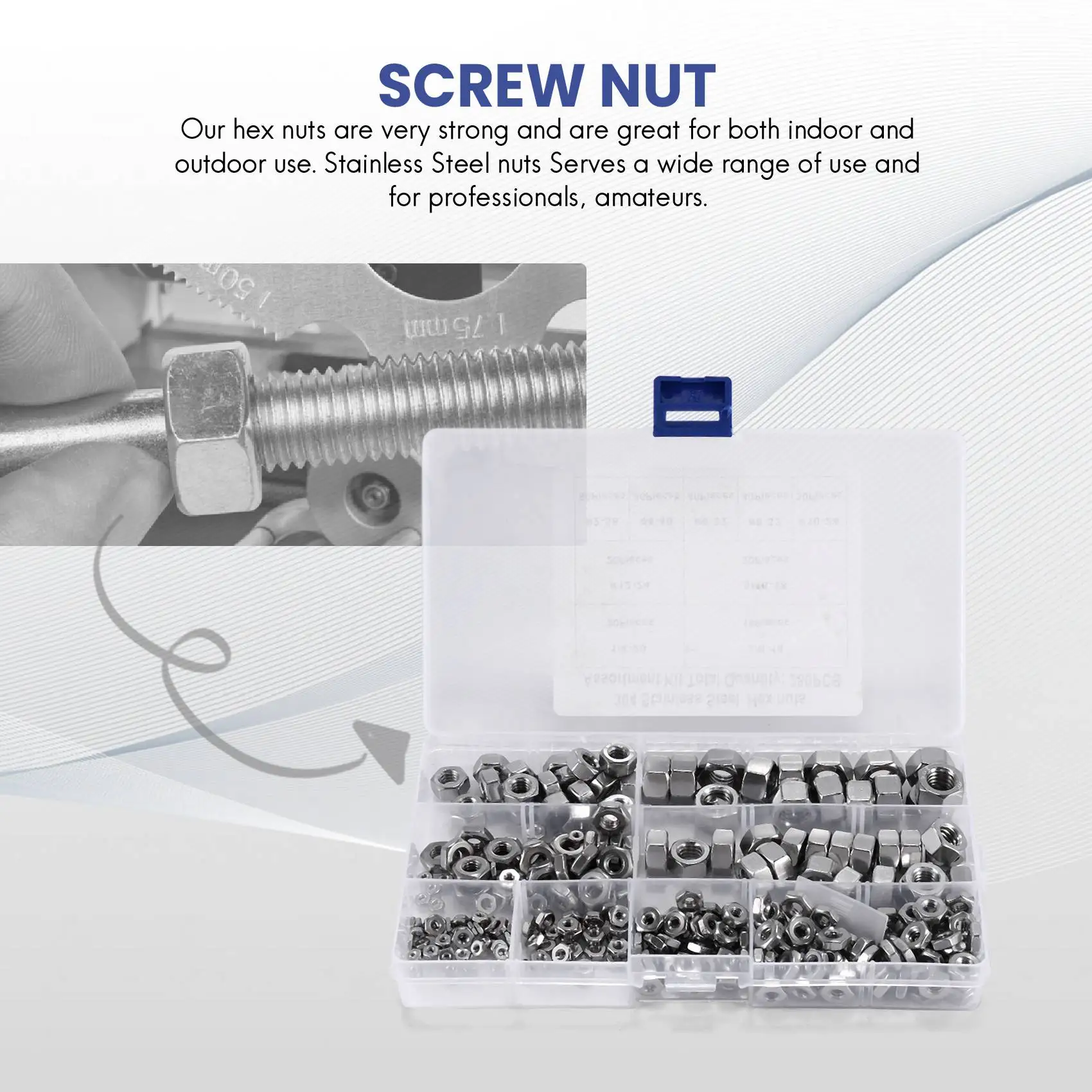 A04G-Stainless Steel Nuts 2-56 To 3/8Inch-16 UNC Hex Nuts Assortment Kit For Screws Bolts-280Pcs