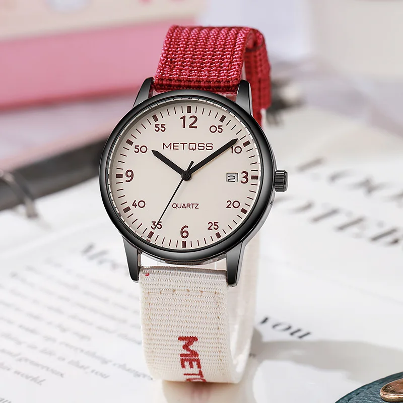 Hot Sale Student Exam Watch Men Women Universal Couple Watches Fashion Versatile Retro Sports Canvas Strap Quartz Wristwatch