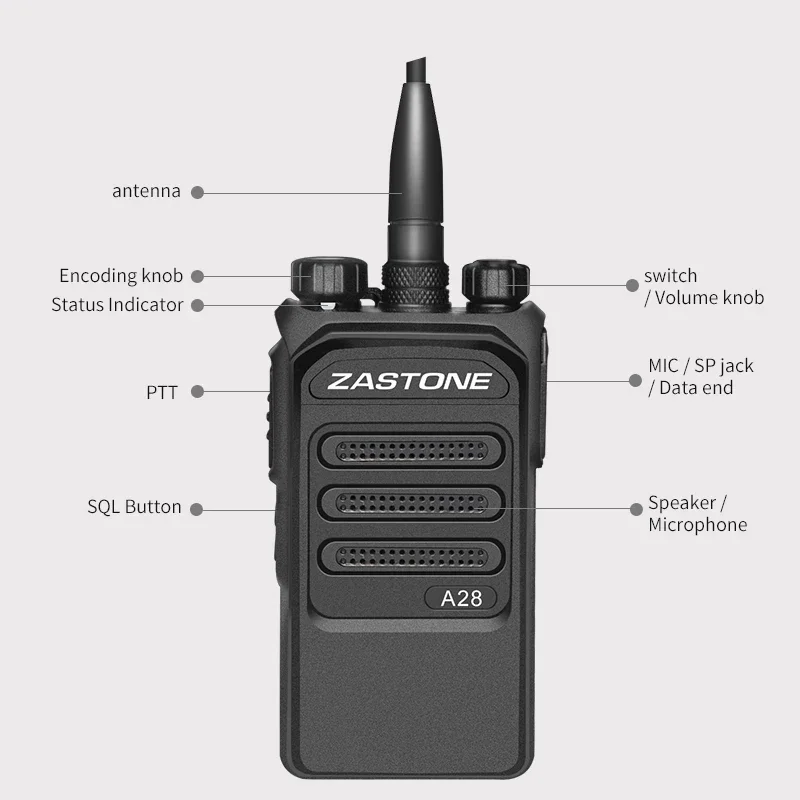 Zastone A28 10W Professional Long Range UHF 400-480MHz HF Transceiver Walkie Talkie