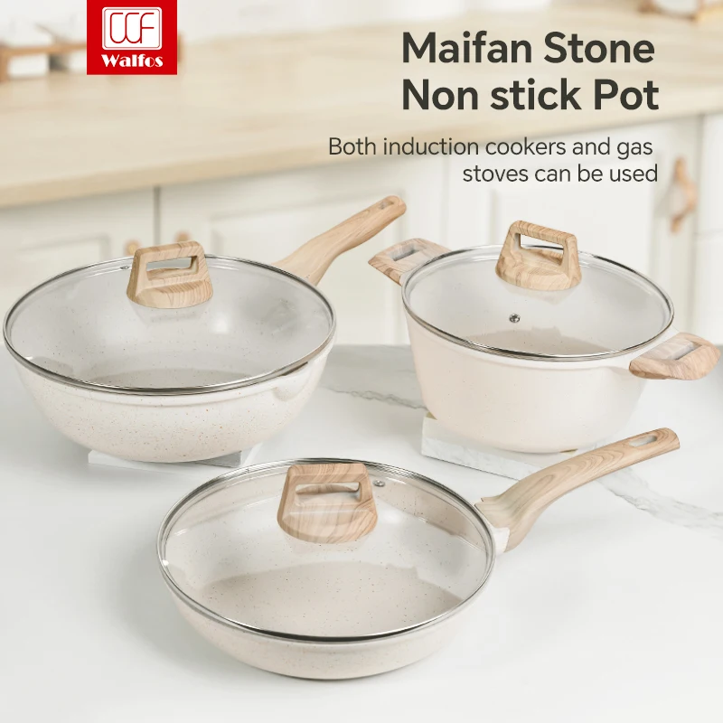 

Walfos Frying pan non-stick Cooking Ceramic pot Durable Induction Wok Pan Steak Skillet Pancake Kitchen utensils