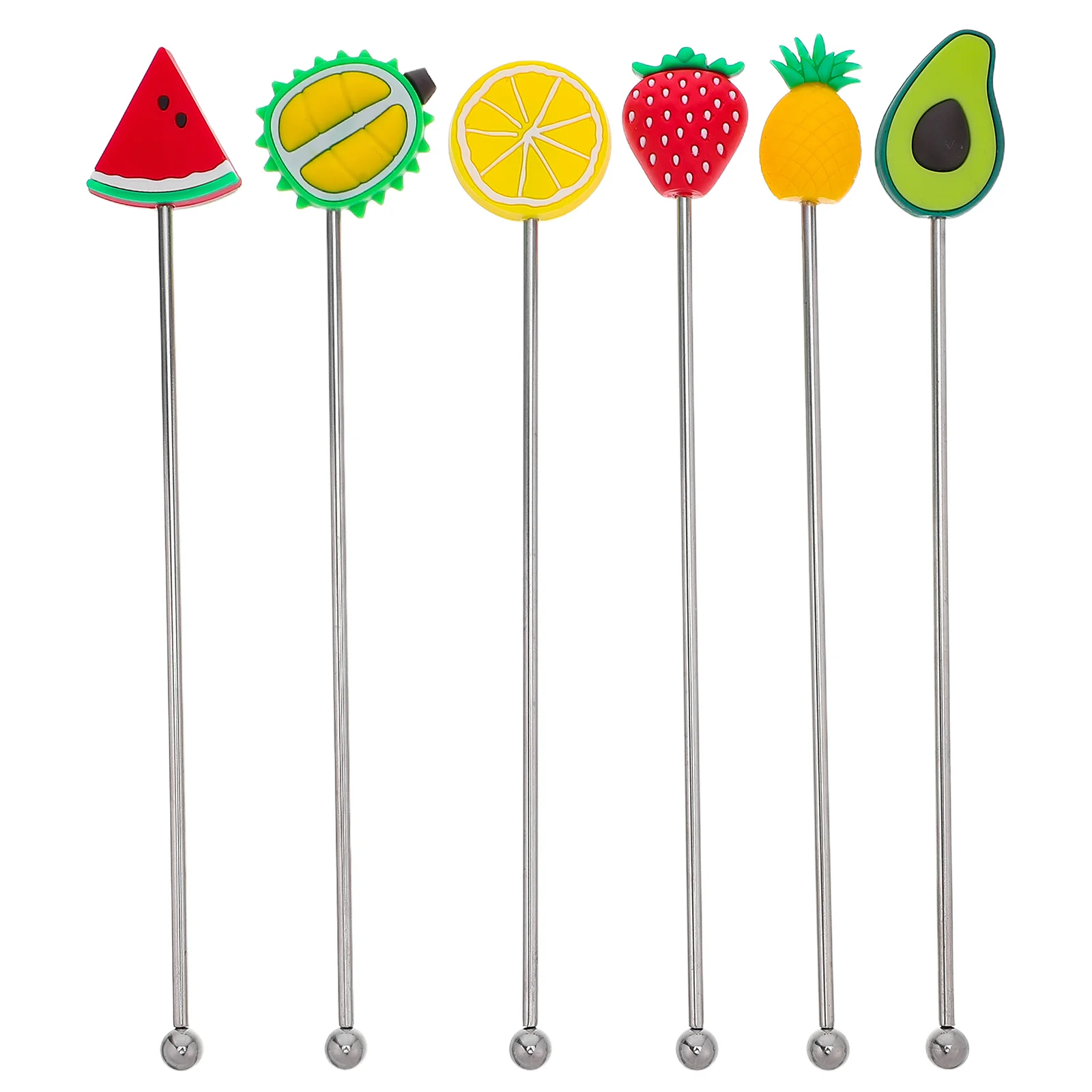 

Fruit Shaped Stirrer Set Kitchen Baking Tool Creative Drink Mixer Colorful Fun Decorative Mixing Stick for Cocktails Juices