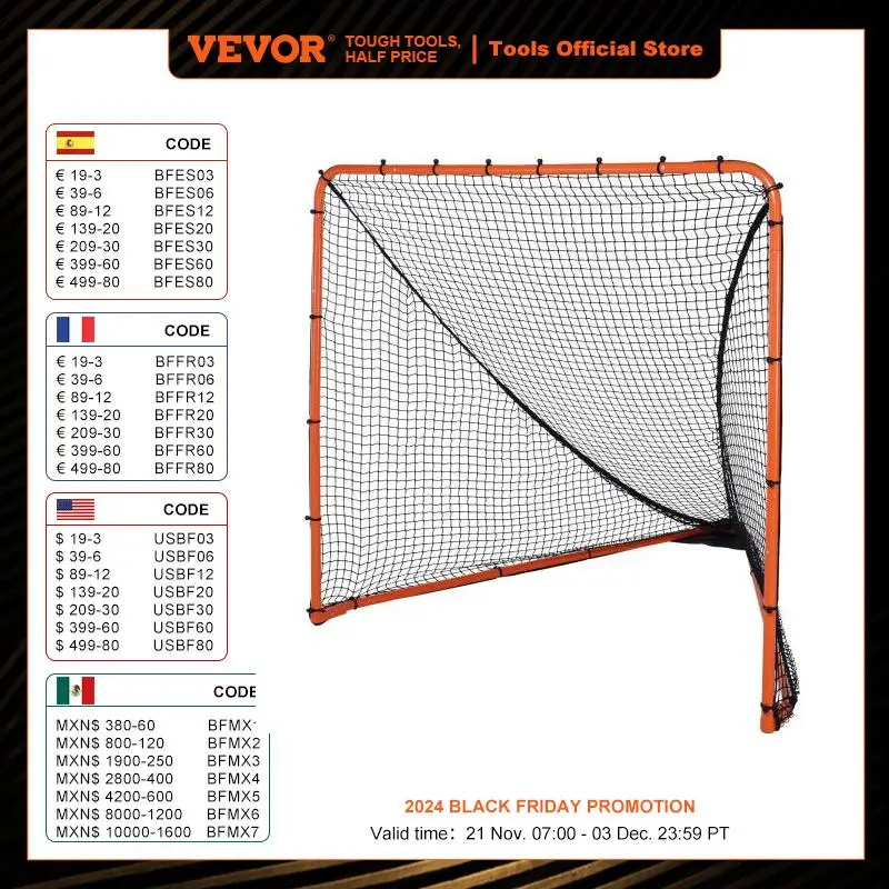 VEVOR Lacrosse Goal Lacrosse  Training Equipment Steel Frame Training Net Easy Setup Lacrosse Goal  for Youth Adult Training