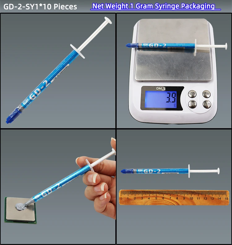 GD-2 Wärmeleitpaste Wärmeleitfett Nettogewicht 1/3/4/7/15/30 Gramm Graupaste Gips Kühlkörperverbindung für CPU GPU SY – Detail 5