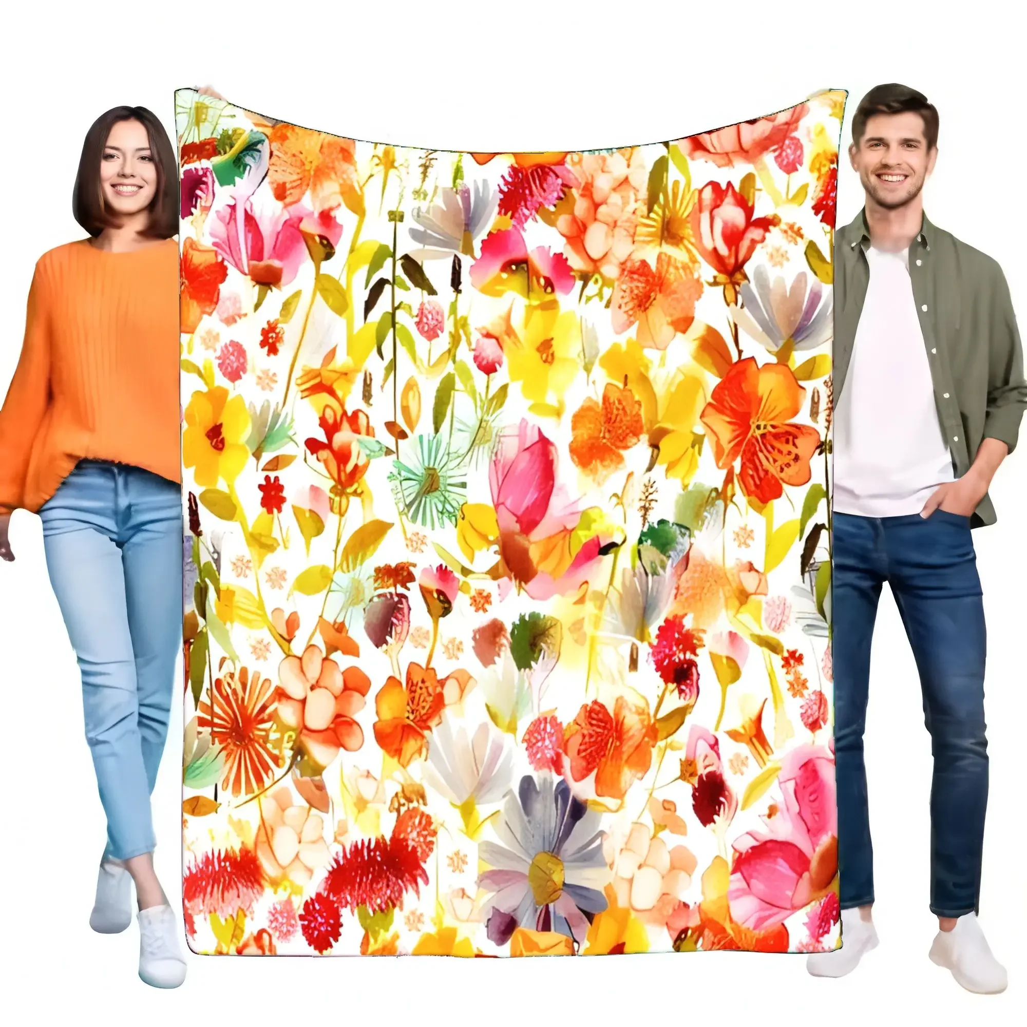 

Уютное одеяло с цветочным принтом для дивана, мягкое, теплое, легкое, домашний декор, подарок на все сезоны, особые случаи