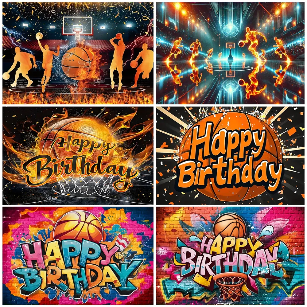 

Basketball Court Basket Theme Backdrop Boy Birthday Party Decorations Warm Blood Sport Photography Background Baby Shower Supply