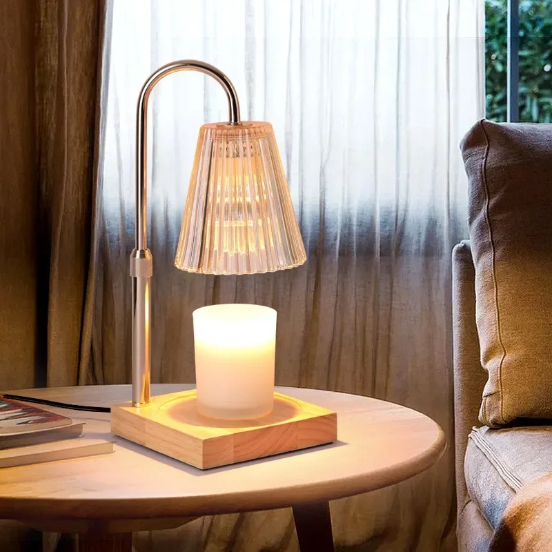 Timer Lifting Aromatherapy Candle Warmer Lamp Retro Decor Bedside Lamp Cozy Bedroom Home Fragrance Decoration Light