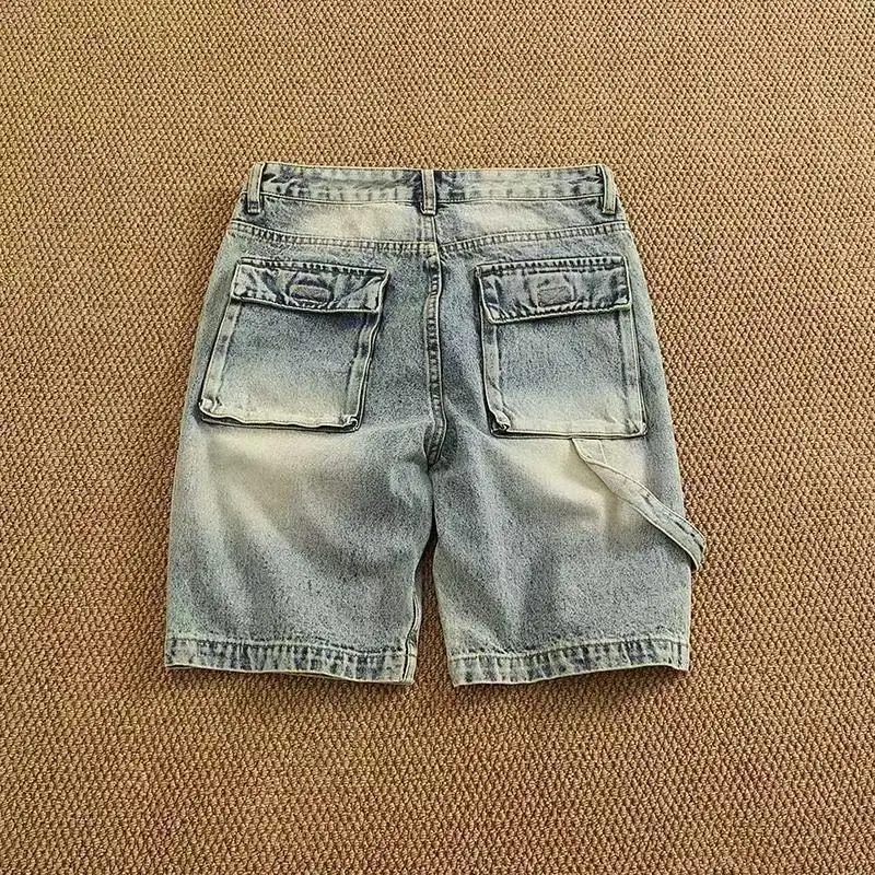 Fashion 2026 Summer New Popular Denim Trendy Men's High Street Fashion Loose Multi-pocket Tooling Half Pants Man Jean Shorts