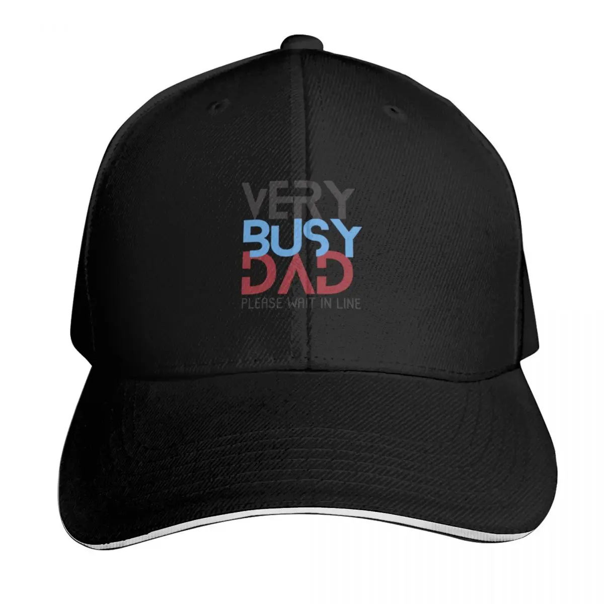 VERY BUSY DAD PLEASE WAIT IN LINE Baseball Cap Six Panel Structured Crown Sun Protection UPF 50+ Breathable Mesh Back