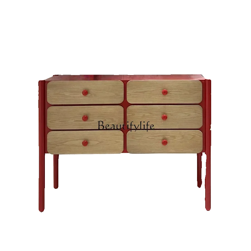 

ld 38 French light luxury solid wood drawer cabinet modern simple solid wood storage bedroom porch cabinet storage