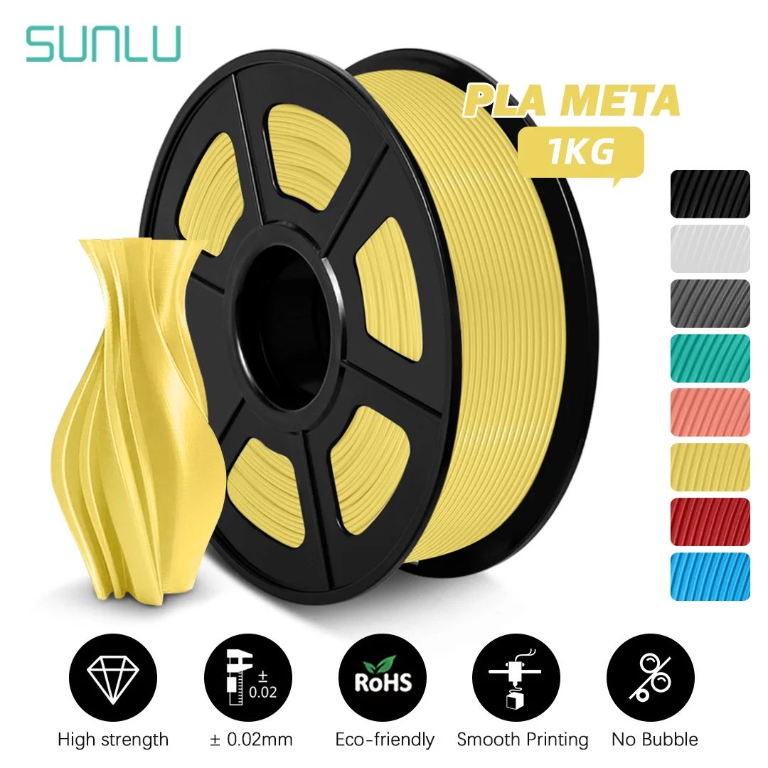 

SUNLU 1KG PLA Meta 3D Filament 3D Printing 1.75MM Better Mobility Better Toughness Warm Color