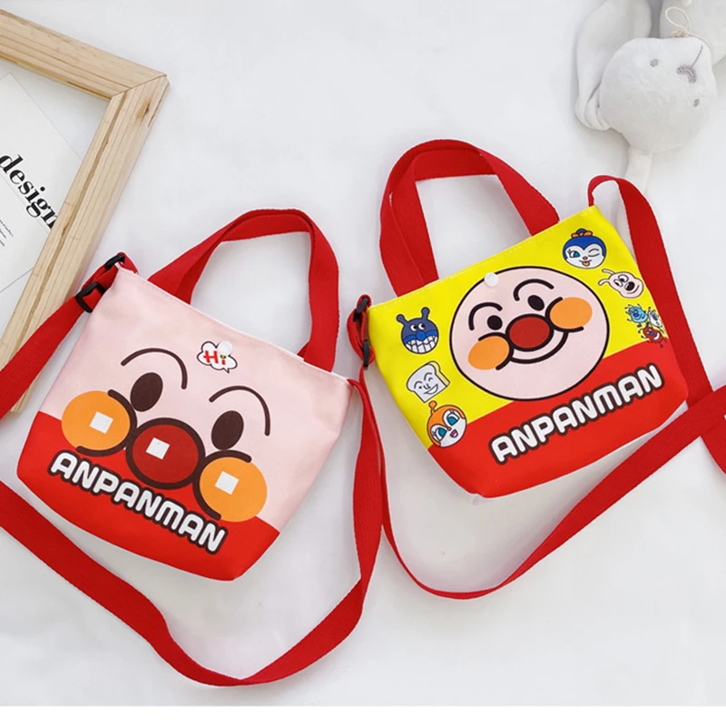 Kawaii Anpanman Children Shoulder Bag Cartoon Handbag Anime Peripheral Large Capacity Canvas Bag Crossbody Bag Children Gifts