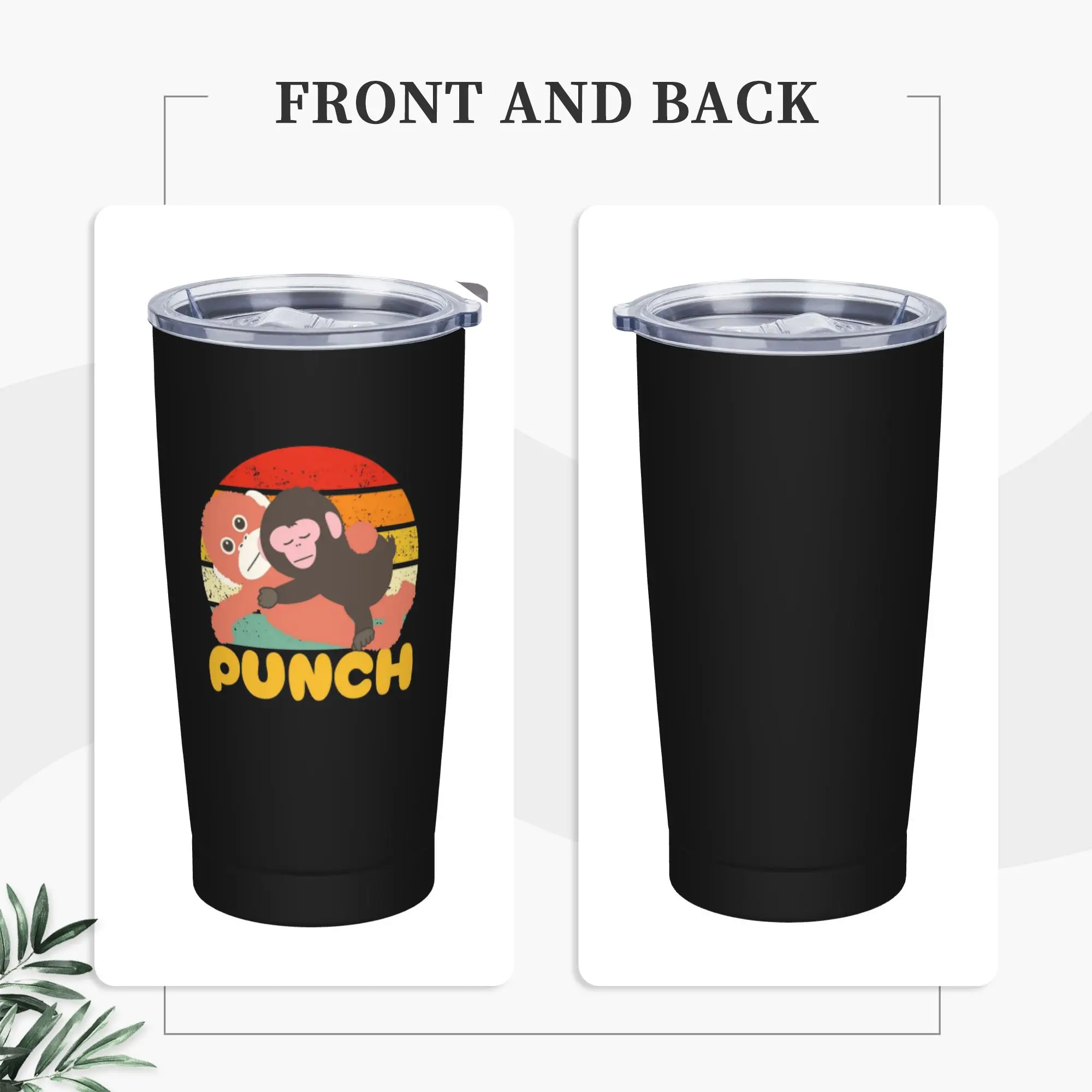 Stainless Steel Tumbler Cute Baby Monkey Punch Retro Sunset Thermal Mug  Portable Hot Drinks Mugs Cup Travel Water Bottle