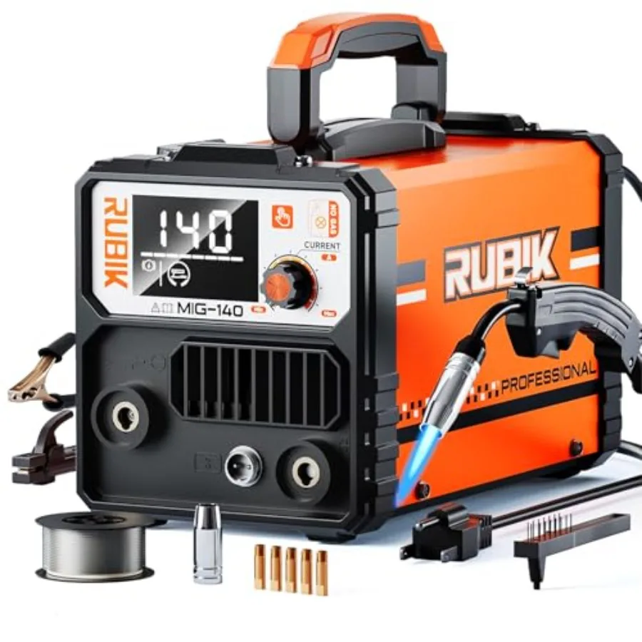 

140A Gasl Mig Welder, 110V FLUX MIG/ARC/Lift TIG Welding hine, 3 in 1 Mig Welder with Synergy and IGBT Inverter, 110V Flux Core