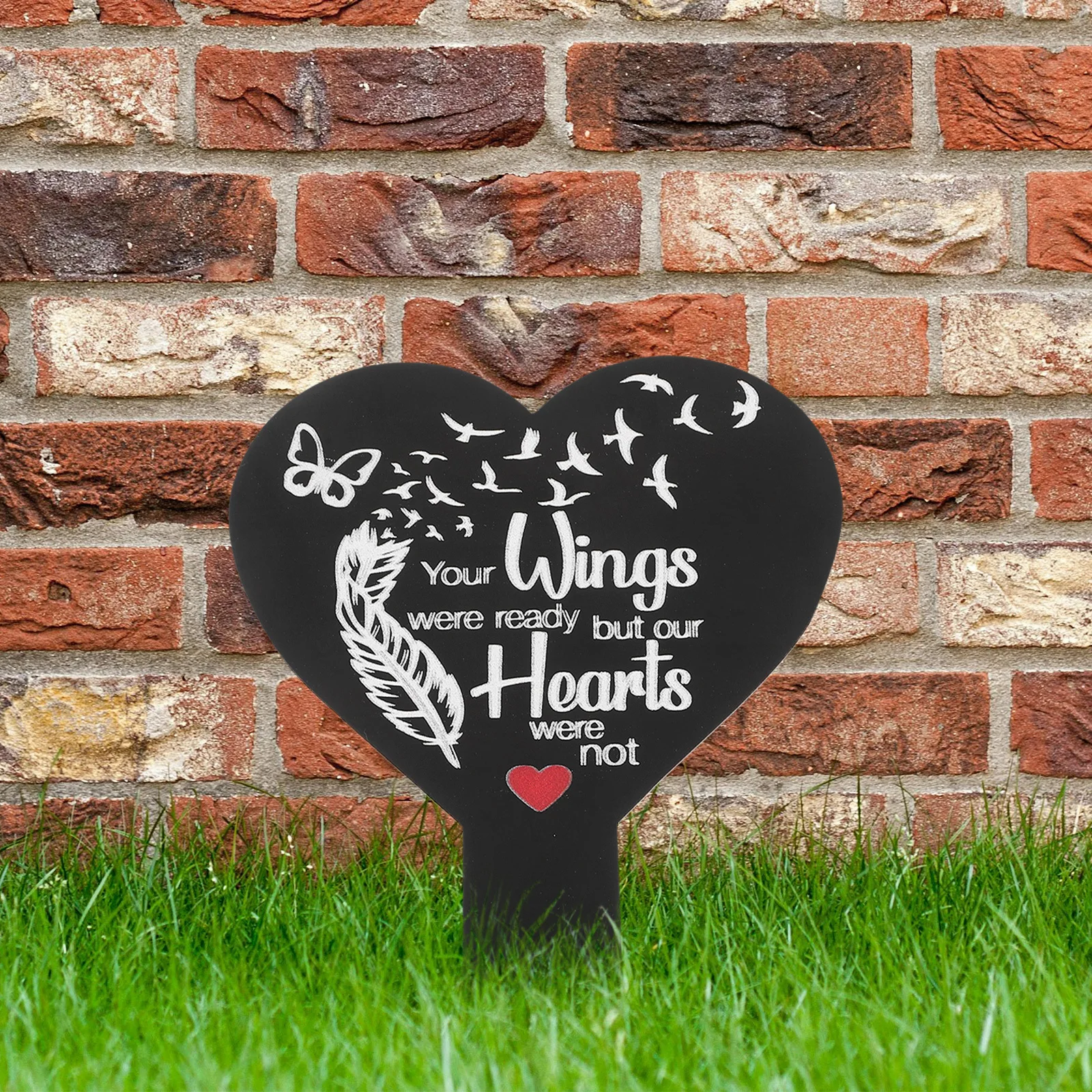 

Simple Design Grave Memorial Stake for Outdoors Garden Courtyard Decoration Heart Shaped Acrylic Cemetery Insert Ornament