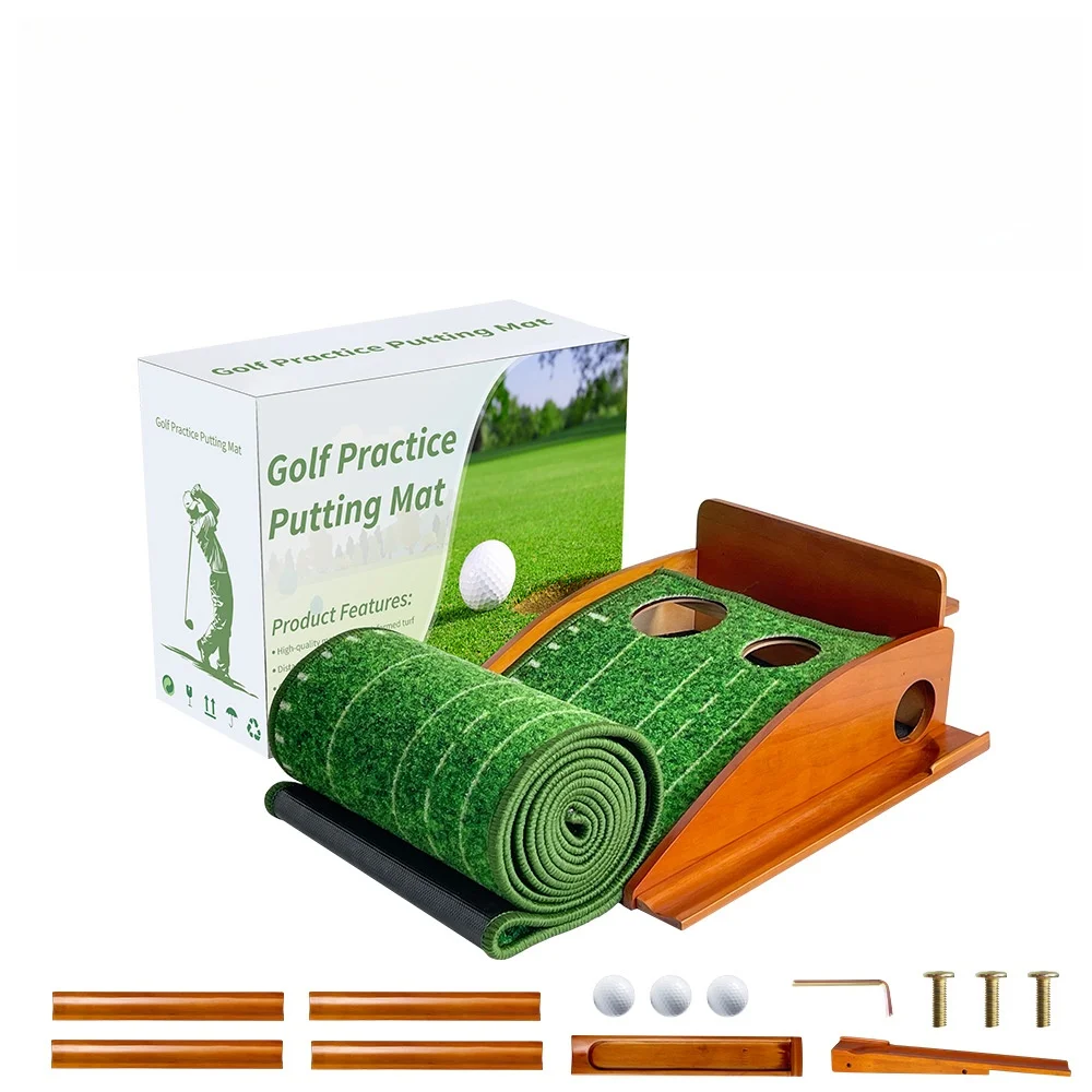 Small Volume Golf Removable Putting Exerciser Indoor Training Solid Wood Green Putting Mat