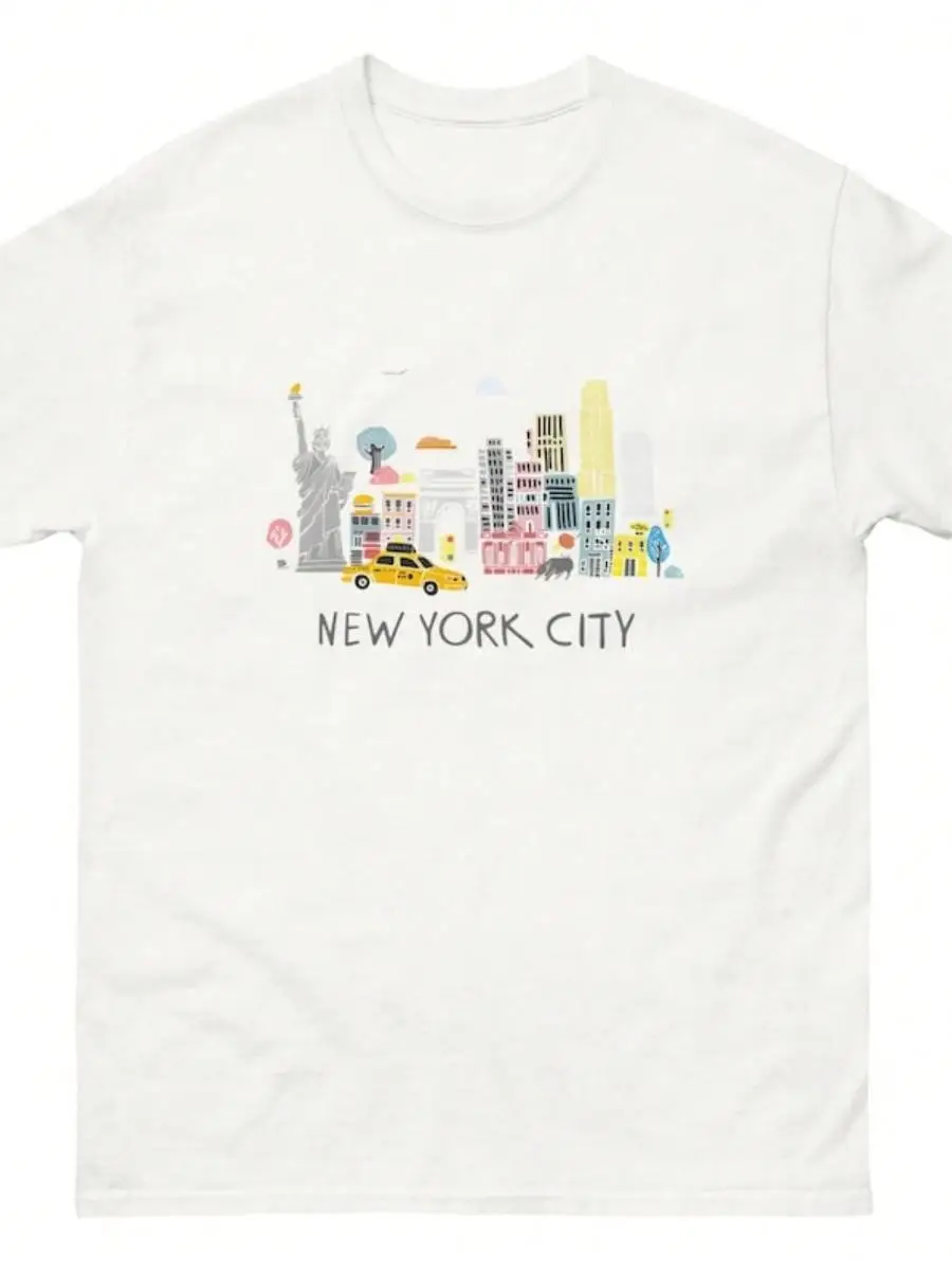 New York City Shirt – NYC Skyline Landmarks Graphic Tee, Tourist Souvenir Gift Shirt