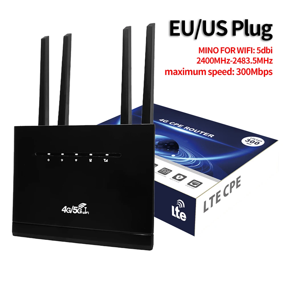 4G CPE Router 4G WIFI Router 300Mbps with SIM Card Slot WIFI Router Modem Support 32 Users Wireless Internet Router for Home