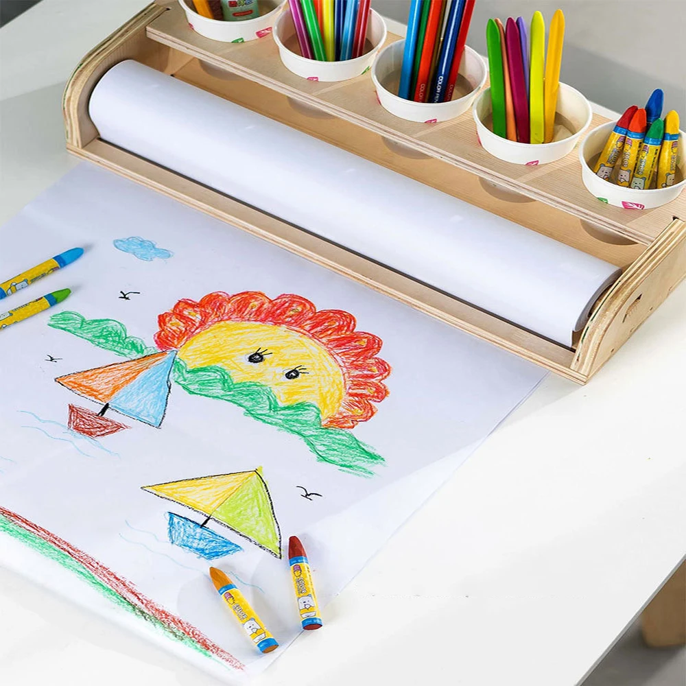 White Drawing Paper Roll 10m Art Paper Roll 44CM X 10M Painting Sketching Paper for Easel Paper, Bulletin Board Paper Gift Wrap
