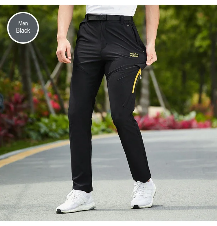 Summer Men Outdoor Hiking Camping Pants Elasticity Quick Dry Ultra-light UV Proof Climbing Travel Sports Trousers