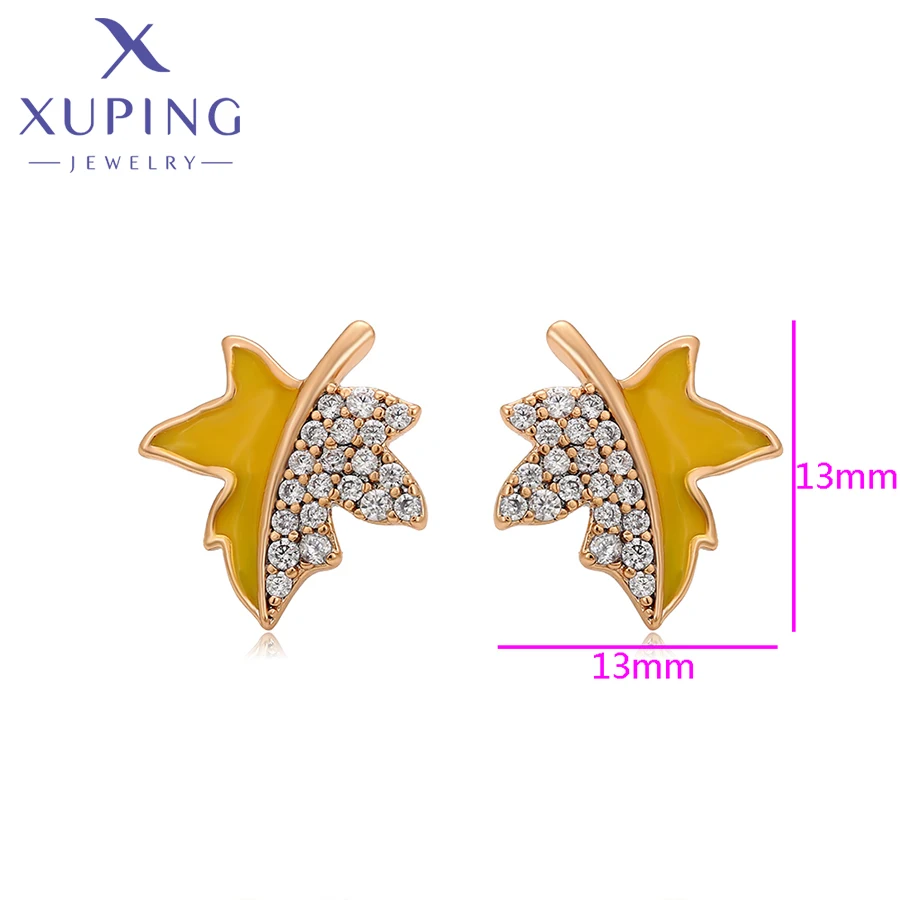 Xuping Jewelry New Arrival Fashion Super Sale Leaf Stud Earrings for Women X000030741