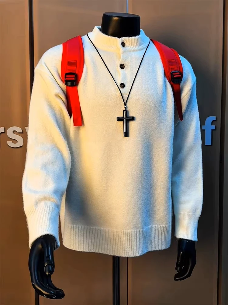 

Мужской зимний трикотажный свитер Cleanfit с воротником хенли, повседневный, для ношения под одеждой, из мягкой смеси полиэстера, теплый и комфортный