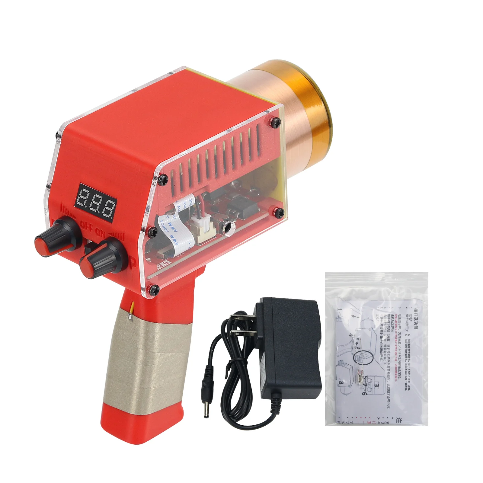 HamGeek Handheld Tesla Coil Rechargeable Solid State Tesla Coil Manual & Automatic Modes with Red Shell