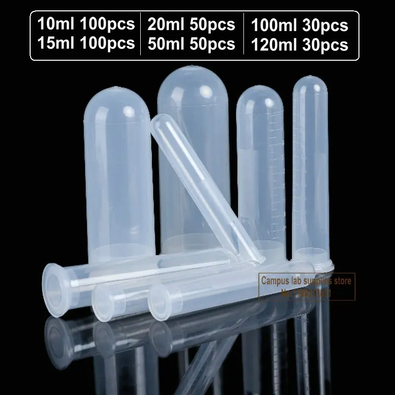 30pcs/50pcs/100pcs Lab Plastic Centrifuge Tube 10/15/20/50/100/120ml PP Tests Tube with Socket Cover