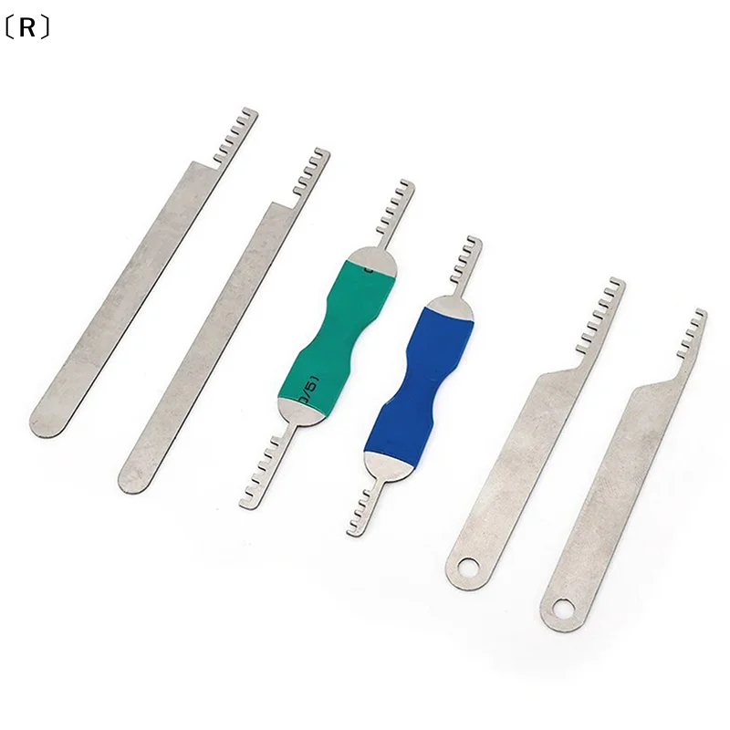 〔R〕7PCS Stainless Steel Comb Lock 7in1 Full Set Repair Tool Bypass Method Lock Tools Portable Pick Combs For Firefighting