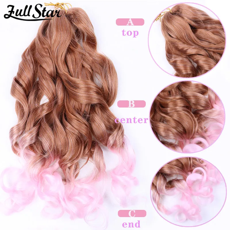 Full Star Synthetic Curly Braiding Hair Crochet Braid Yaki Pony Style Spiral Loose shiny Silky Wave Hair French Curls Blonde