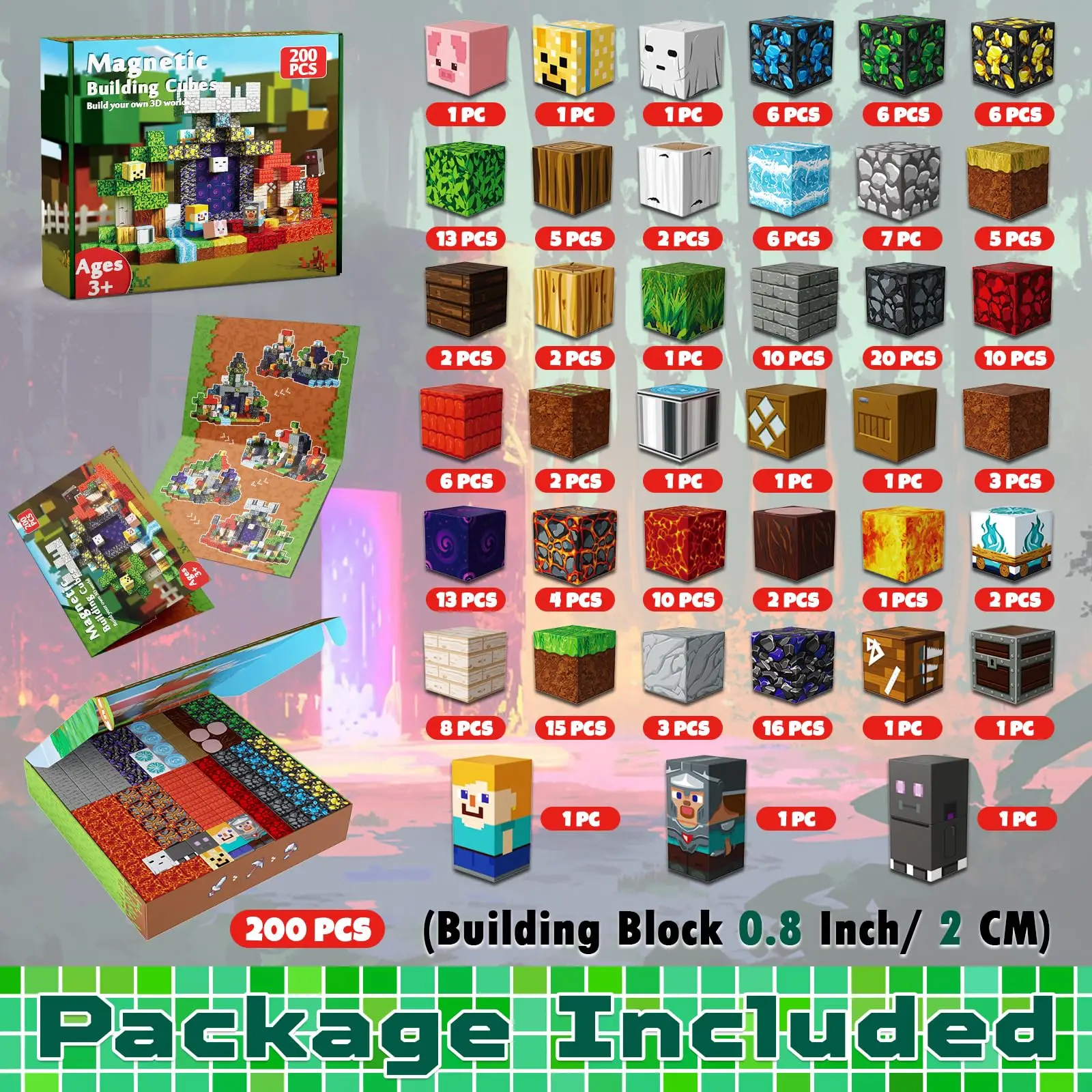 200 قطعة كتل مغناطيسية ألعاب مغناطيسية للأطفال، مكعبات بناء تعليمية من مونتيسوري لألعاب الأطفال هدايا العيد