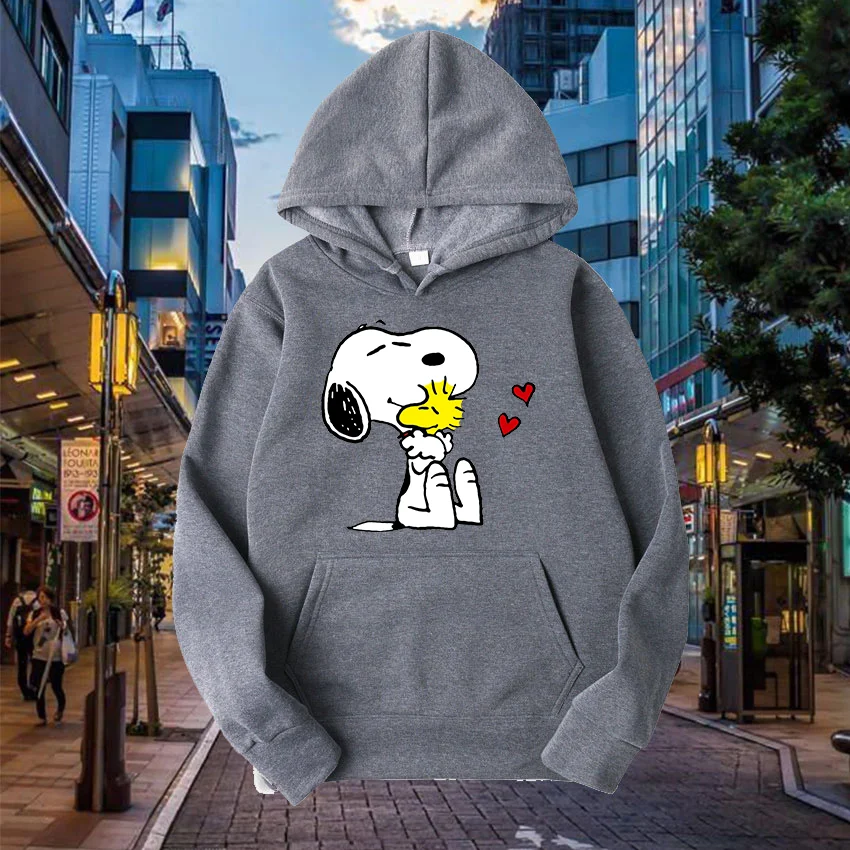 Personagem de desenho animado feminino e masculino com capuz capuz esportivo, Snoopy, ie Brown, casual, popular, esportes, casais
