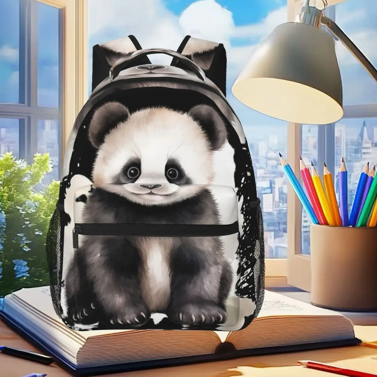 

Little Amazing Panda, Watercolor Student Backpack School Bag Hiking Travel Daypack for Men Women Fashion Bookbag Shoulder Bags