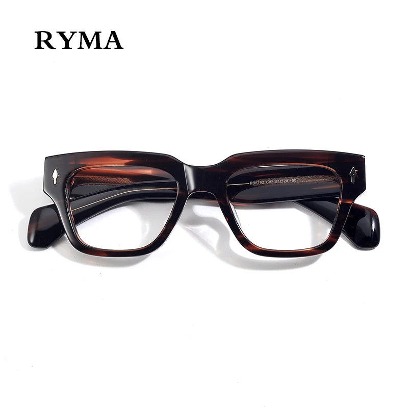 

Japanese Brand Thick Square Acetate Glasses Frame Casual Rivet Presbyopia Eyeglasses Men Women Retro Prescription Spectacle