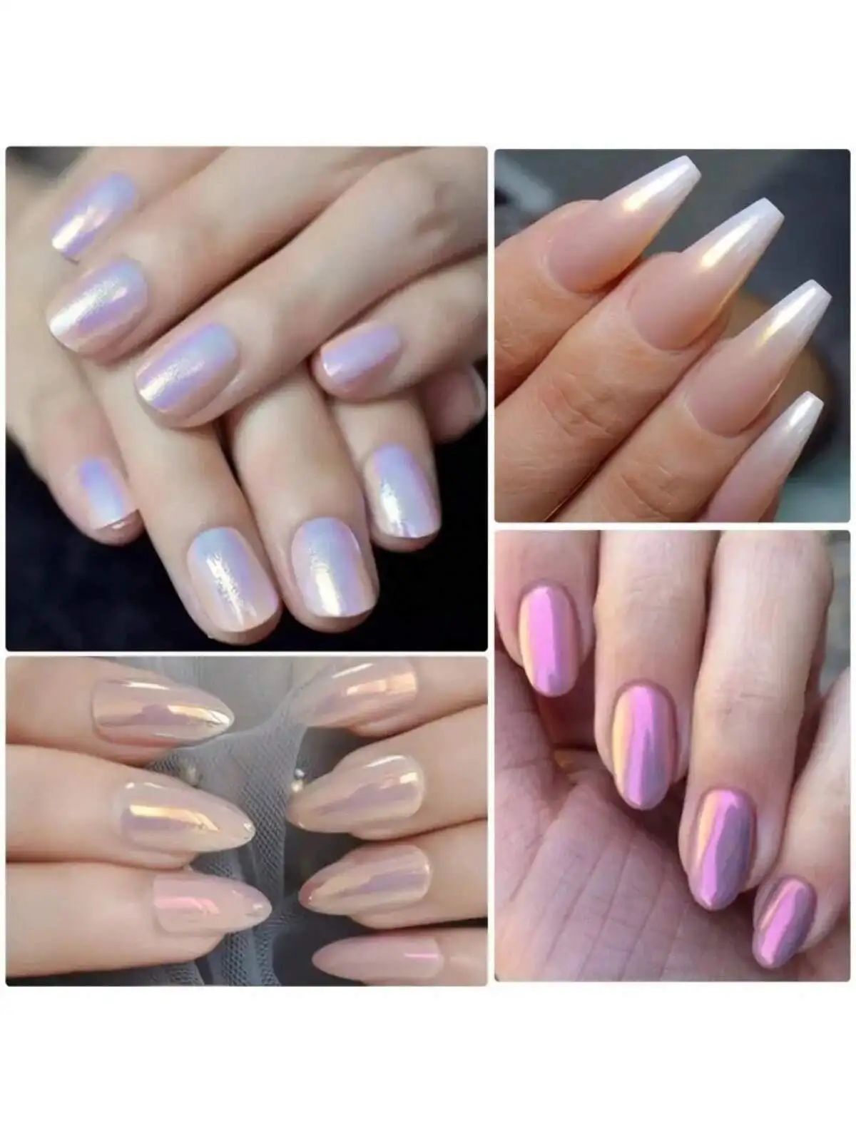 6 kolorów/zestaw biały chromowany proszek, perłowy połysk chromowany proszek z efektem lustrzanym obrazy artystyczne do paznokci Manicure DIY