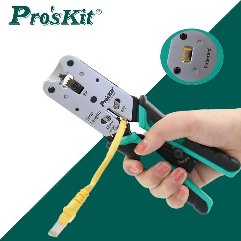 Pro'sKit CP‑376VR Network Crimping Pliers Zinc‑Aluminum Alloy for RJ45 8P Crystal Head Ethernet Cable Professional Hand Tool