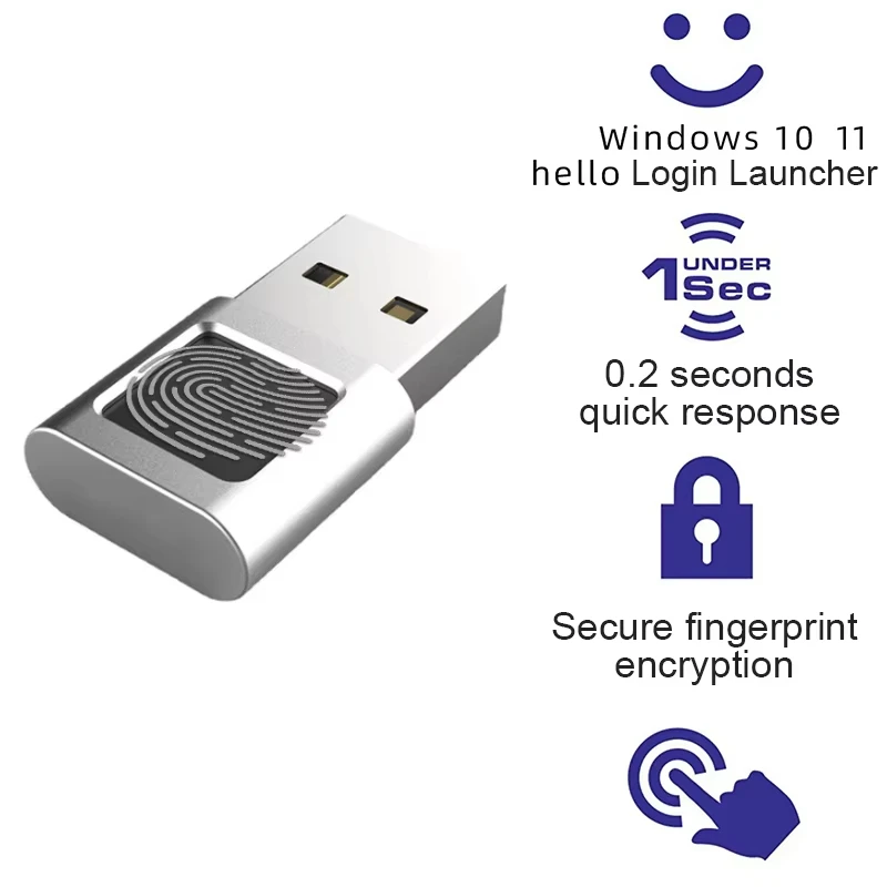 USB Fingerprint Reader for Windows 10 /11Hello For Laptop PC Biometric Scanner Padlock Password-Free Login Sign-in Unlock Module