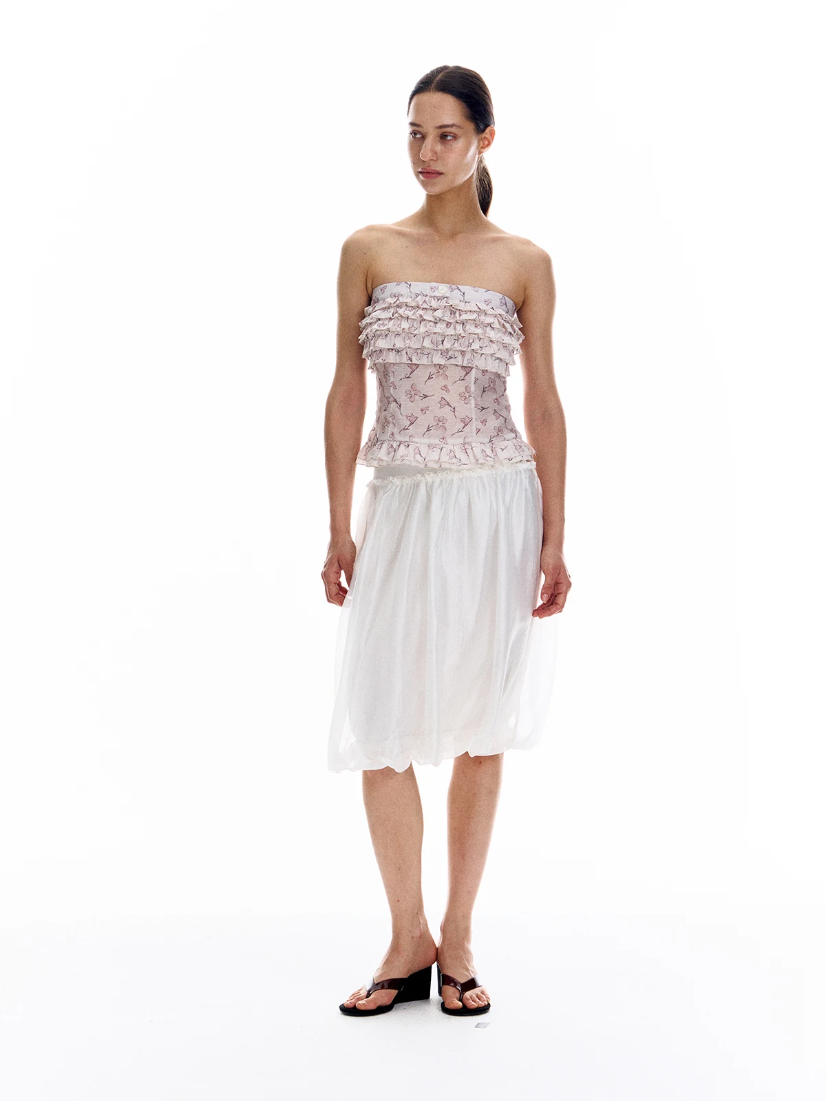 Frommtof 레이스 트림 플리츠 라이오셀 리넨 튜브 탑 경량 여름 크롭 탑 여성용 슬림핏 조끼 스트랩리스 지퍼 퓨어 컬러