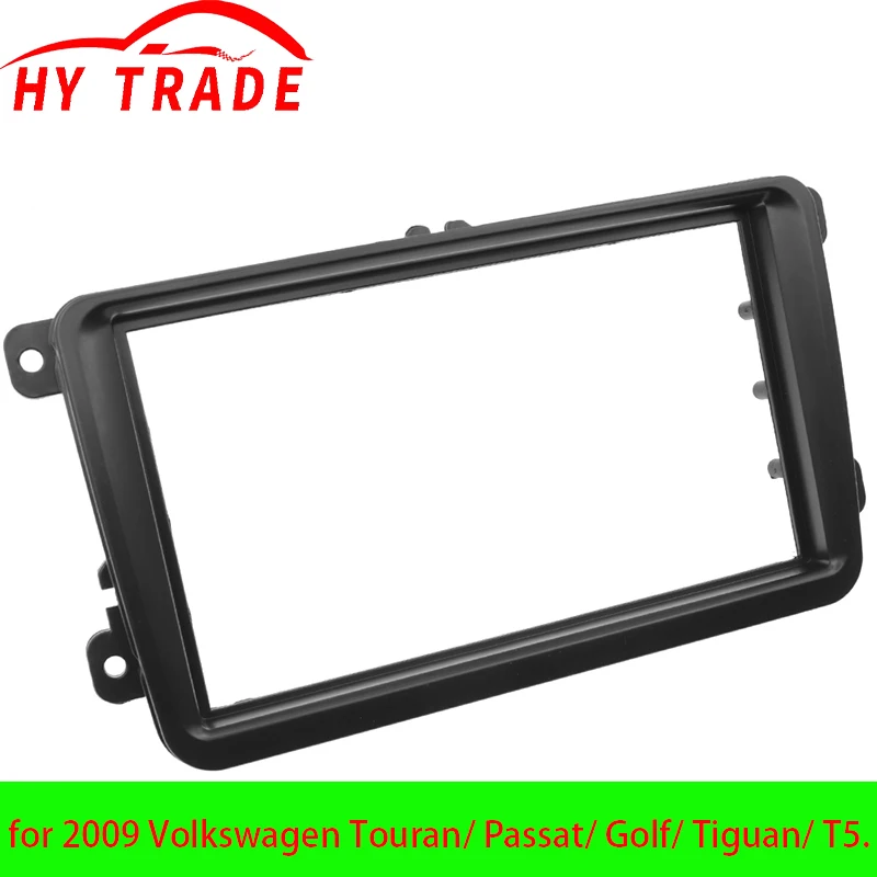 

Черный двойной DIN автомобильный радиоприемник DVD Fascia Dash Mount Panel Trim Kit для Volkswagen Touran Passat Golf Tiguan T5 2009 года выпуска
