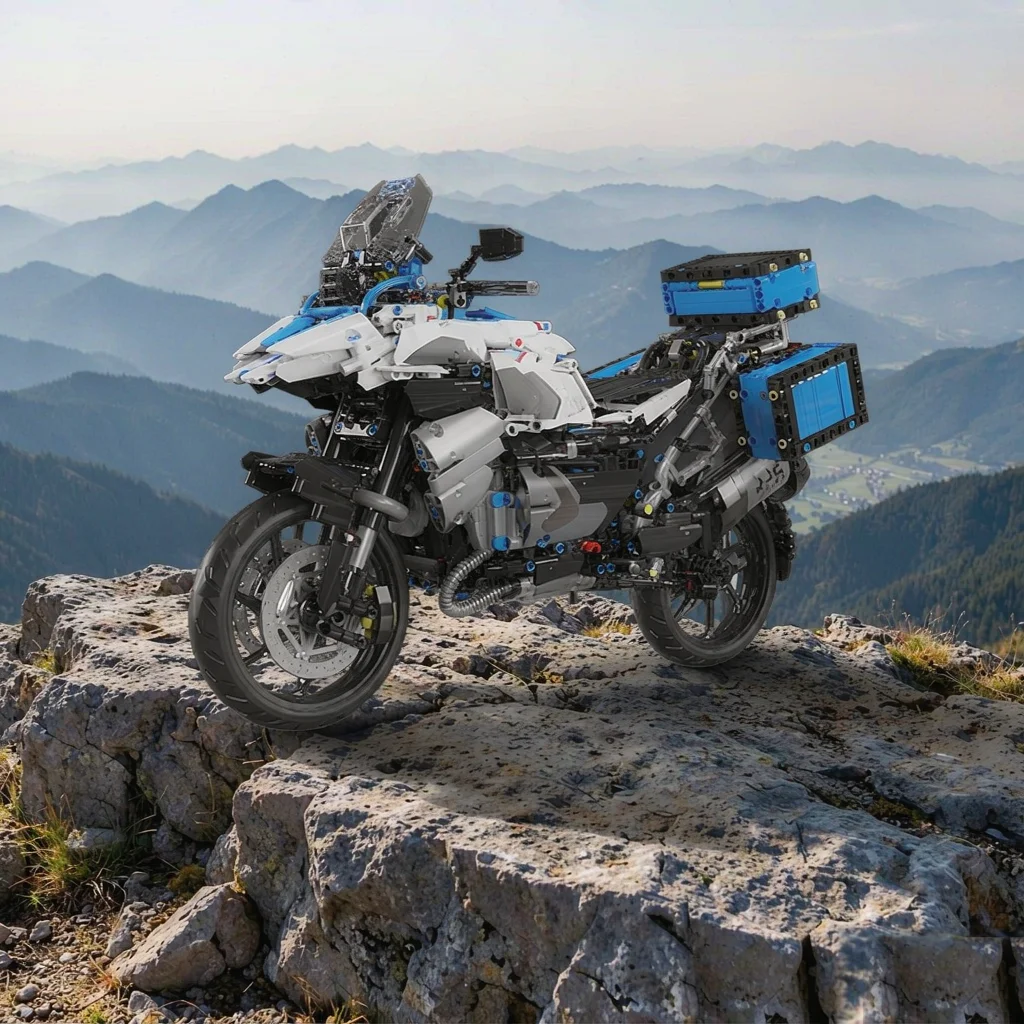 1:5 Scale Adventure Rally Motorbike Building Blocks Model High‑Difficulty Mechanical Off‑Road Motorcycle Assembly Kit Realistic Engine Suspension Linkage Room Display Collectible Hobby Model for Adult