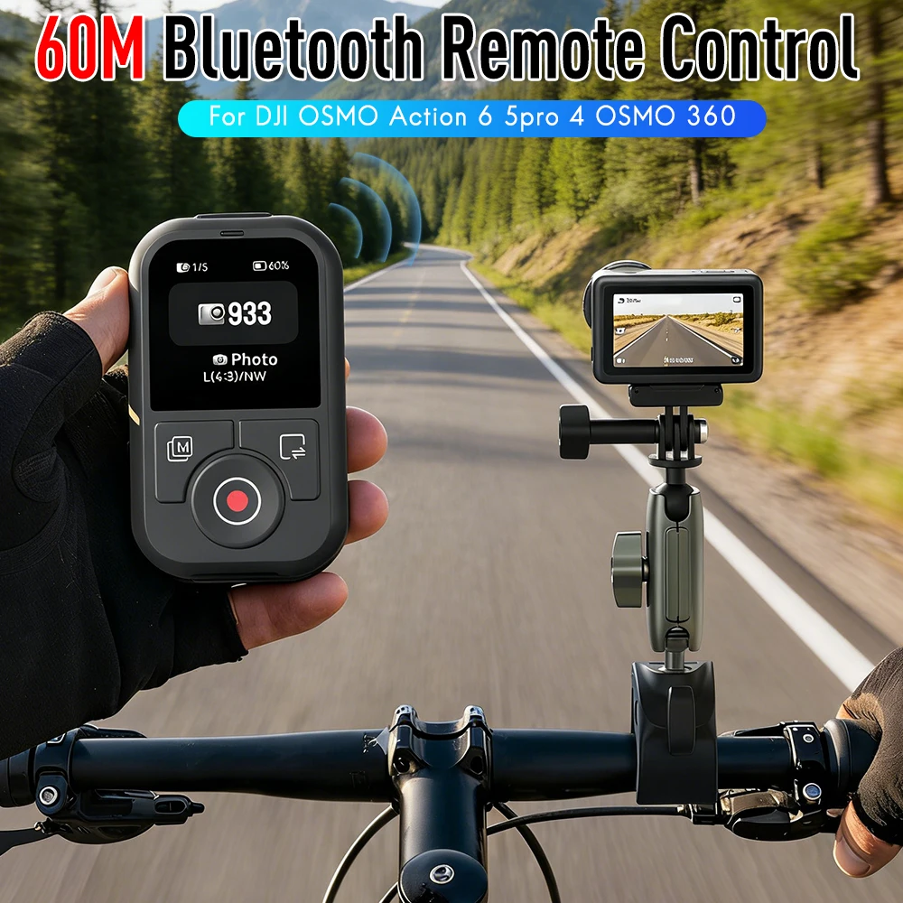 

Пульт дистанционного управления Bluetooth 60M для DJI OSMO Action 6 5pro 4 OSMO 360 с ремешком на запястье и цветным HD-дисплеем для камеры