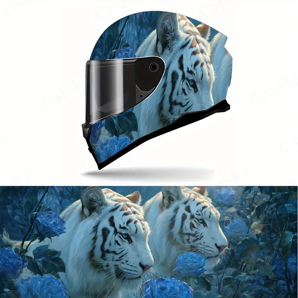 

Mystical White Tiger Pair Motorcycle Helmet PVC Protective Sticker, Motorcycle Helmet Exterior Decorative Accessory, Waterproof