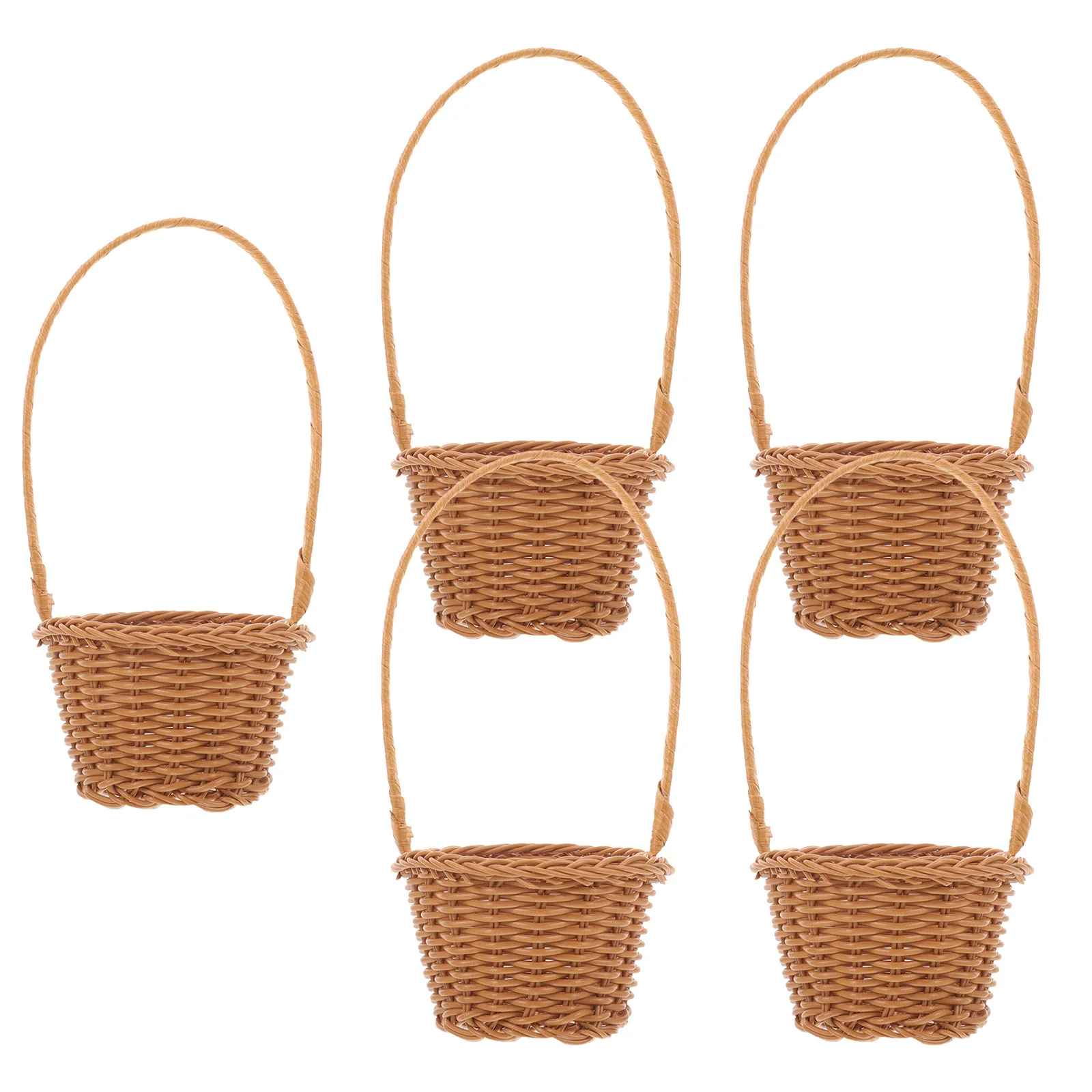 5 szt. Koszyk w stylu rustykalnym w kształcie jajka, mały koszyk pleciony z uchwytem, dekoracyjny pojemnik do przechowywania kwiatów, prezentów, dekoracja domu