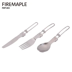 Fire-Maple 3 PCS Foldable Fork Knife Utensils Spoon Set Stainless Steel Portable Outdoor Cutlery Set for Camping Hiking FMT-803