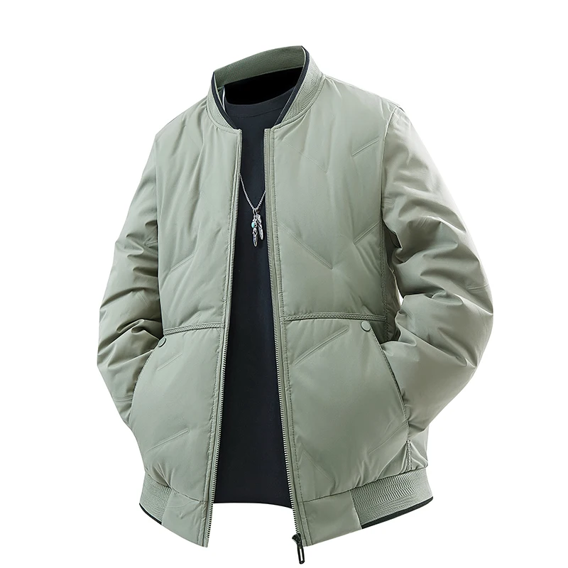 

Loose Standup Collar Jacket Comfortable Short Long-sleeved Thickened Warm Cotton-padded Jacket Solidcolor Down Jacket Men Winter