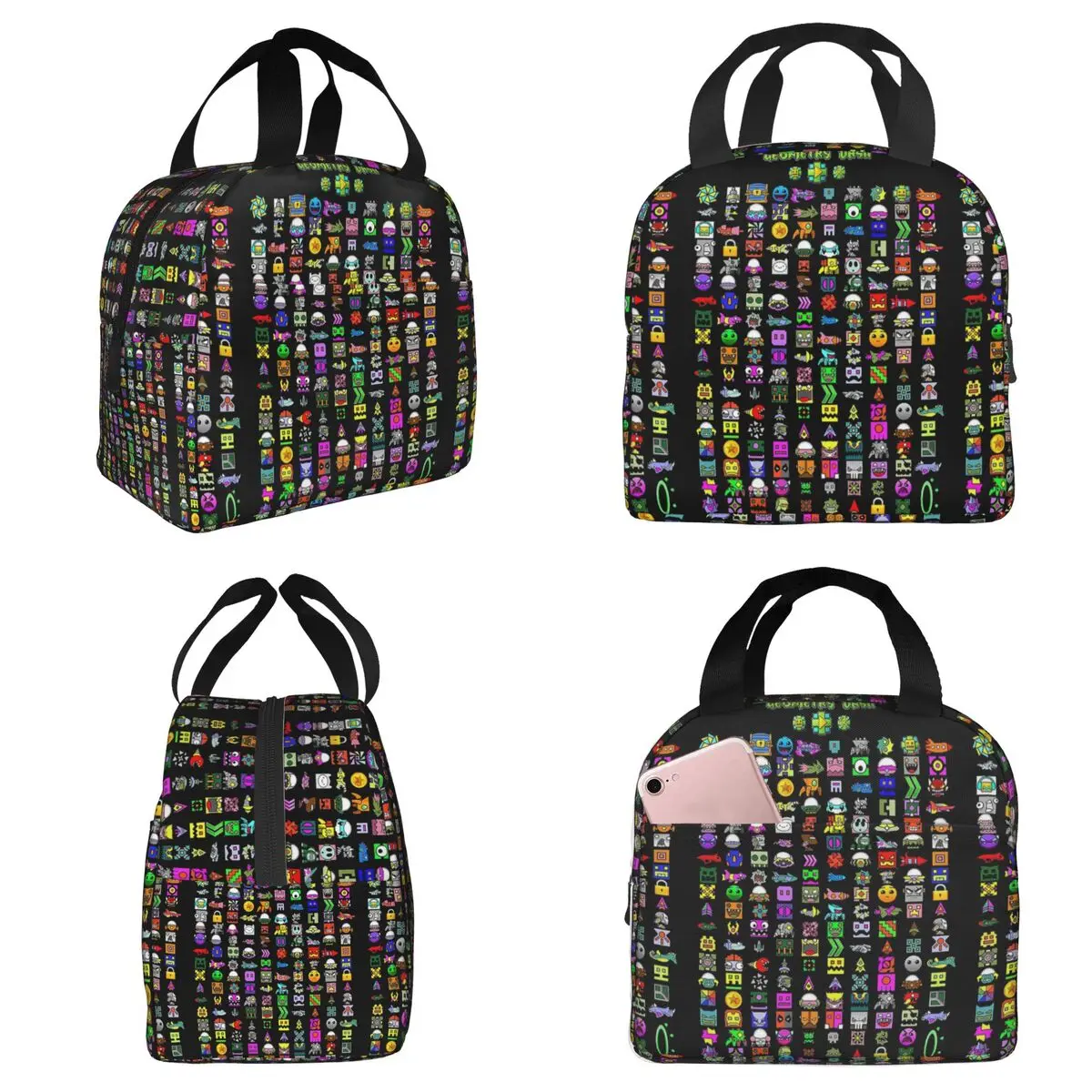 

Термосумка для обедов Geometry Dash для детей, школьный термоконтейнер для еды, портативный ланч-бокс